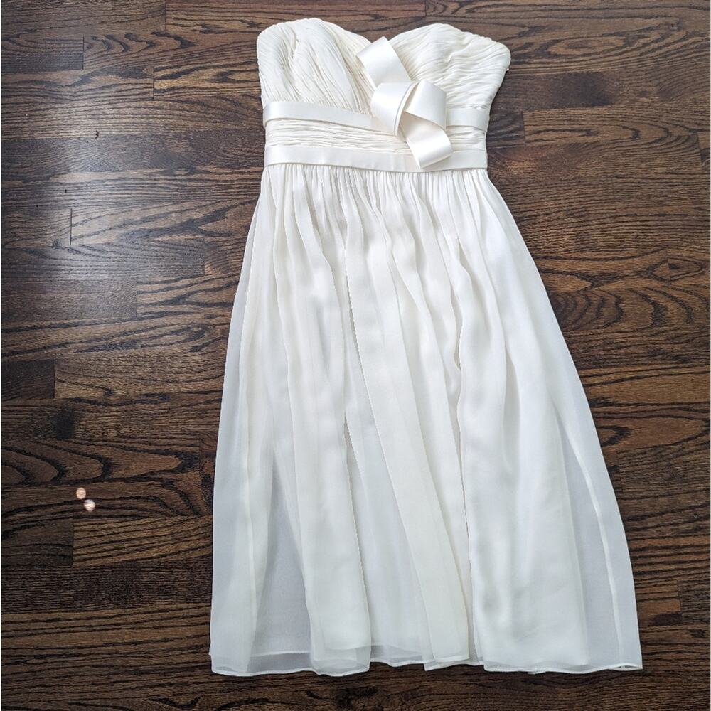 Women's Marchessa Nottee Cream Ivory Bow Dress Size 8 Bridal  Wedding Mini - Picture 7 of 10